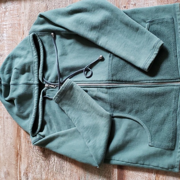 ESSENTIAL ELEMENTS Green Full Zip Hoodie Parachute Cord Drawstring SZ. M  NWOT - Picture 1 of 10